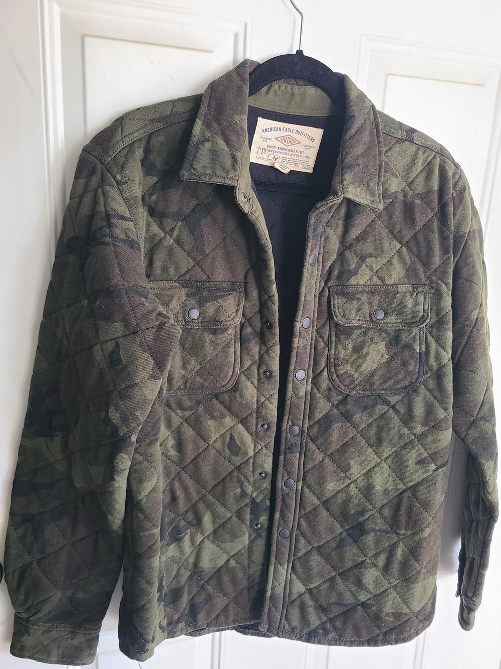 American Eagle Outfitters Quilted Camouflage Field Jacket - Olive & Dark Brown